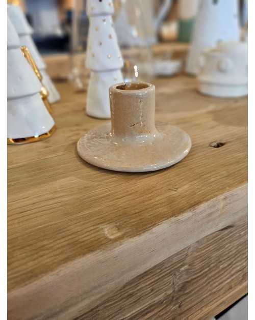Bougeoir en grès beige