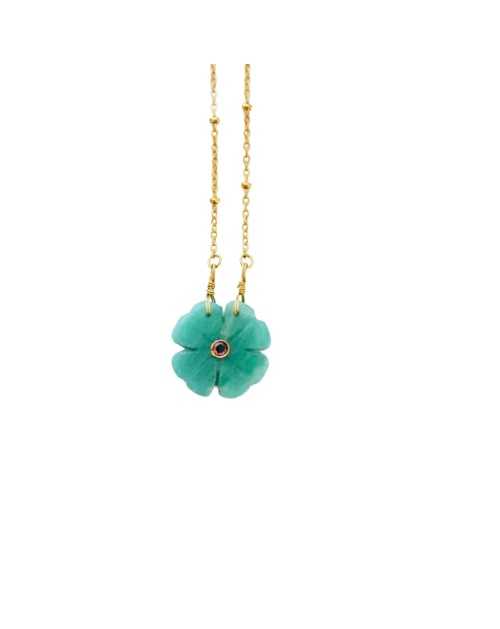 Collier Flowers Amazonite -...