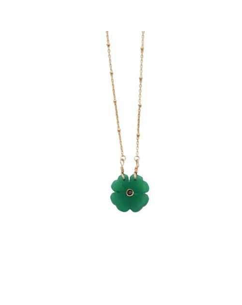 Collier Flowers Jade vert...