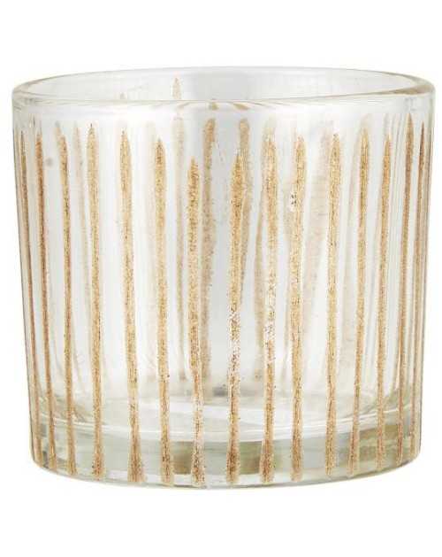 Photophore verre rayé doré PM